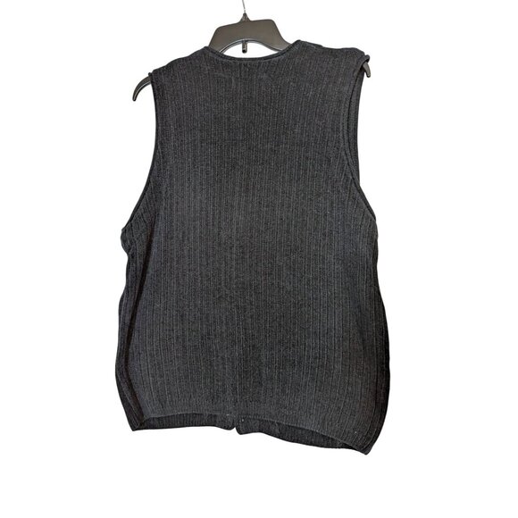 Mens Riggins By Design Black Knit Button-Up Vest With Pockets M 100% Acrylic - Picture 4 of 4